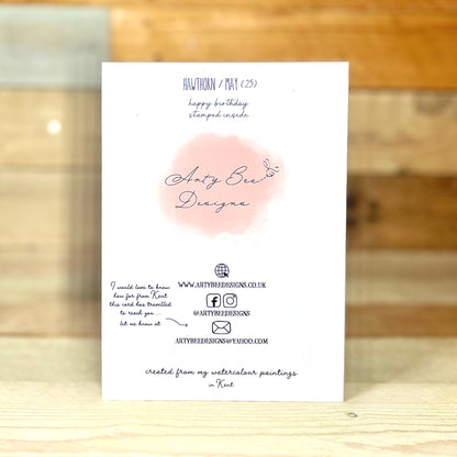 Hawthorn / May Modern Birth Flower Card