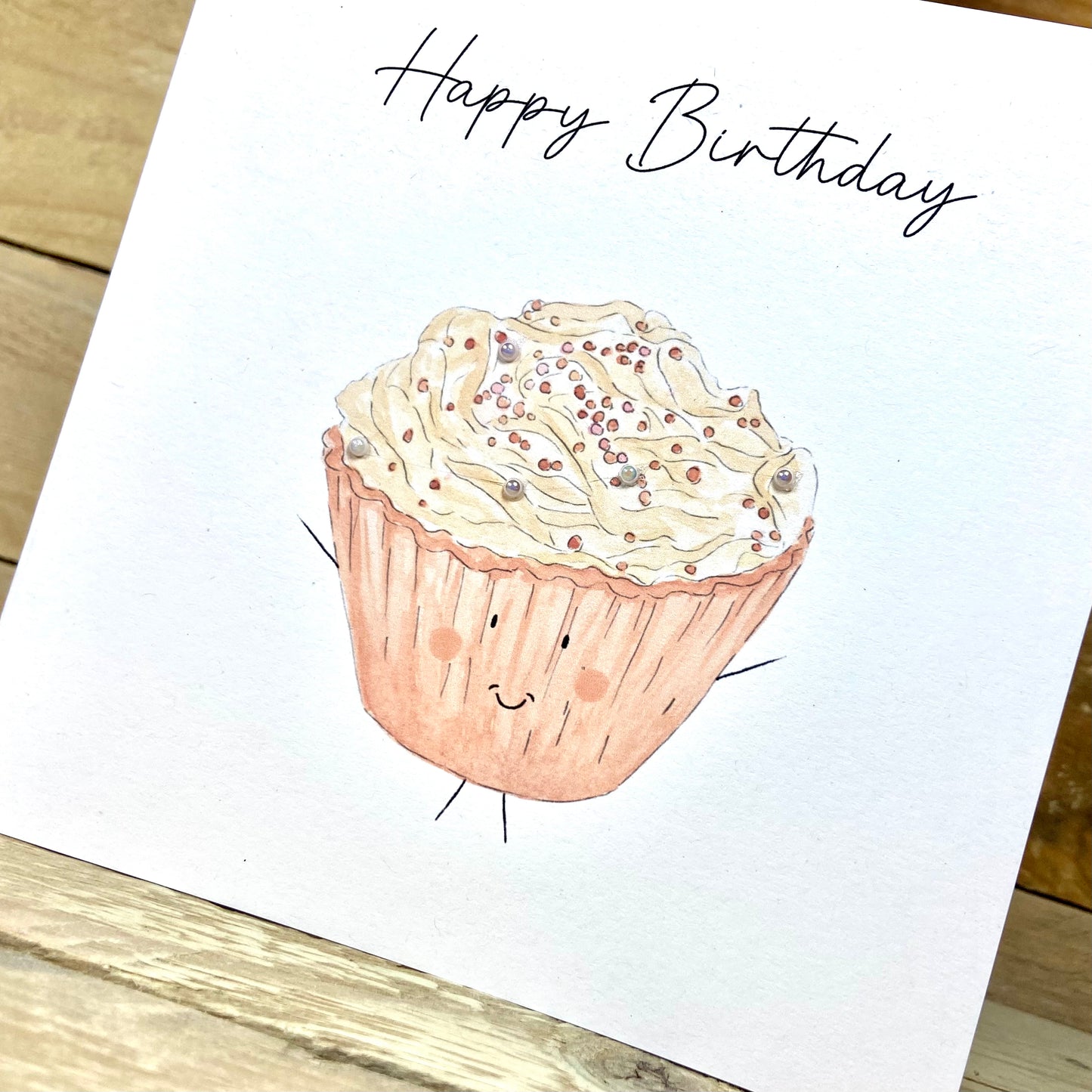 Beatrice the Blushing Cupcake Birthday Card