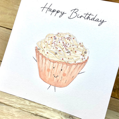 Beatrice the Blushing Cupcake Birthday Card
