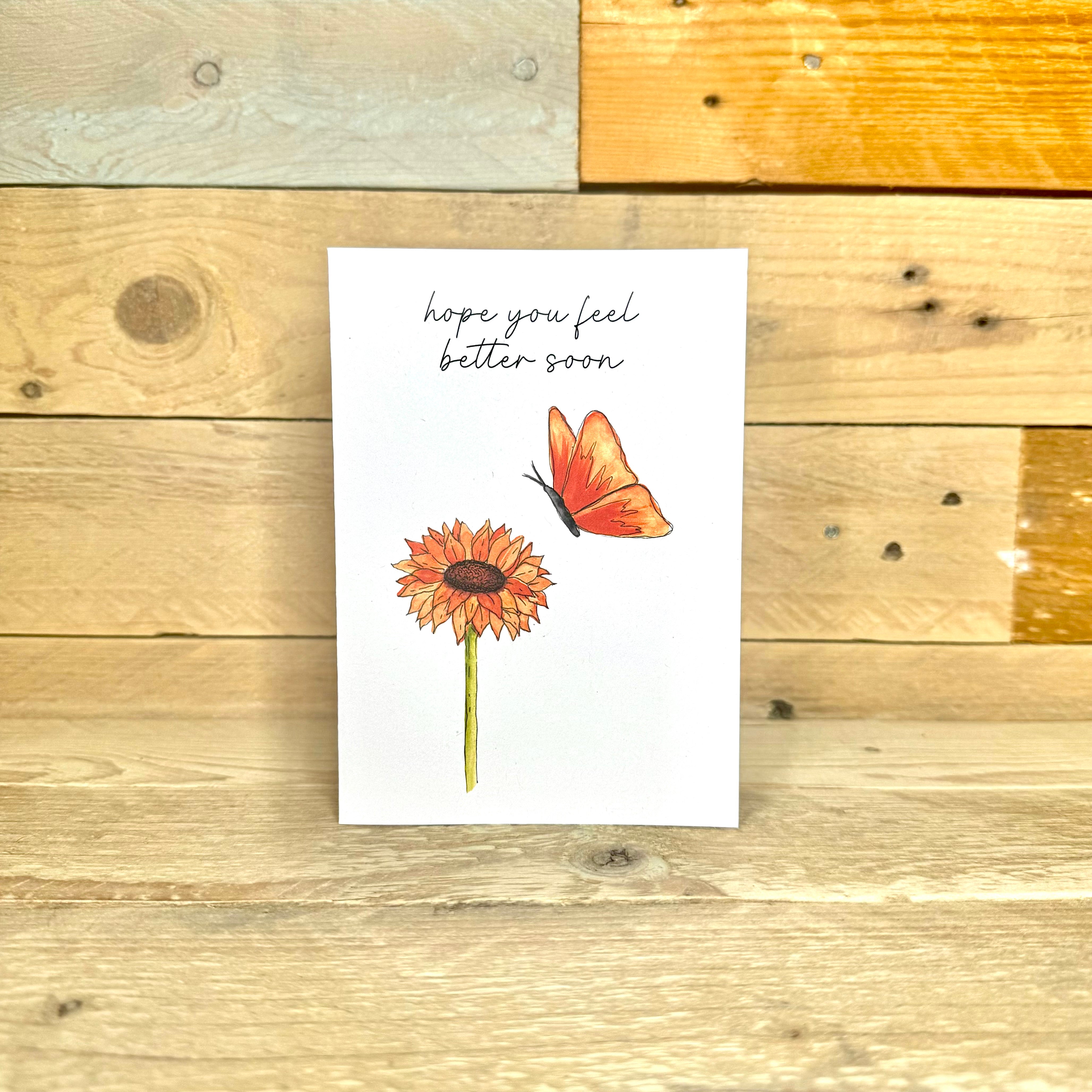Calendula and Butterfly Get Well Soon Notelet – Arty Bee Designs