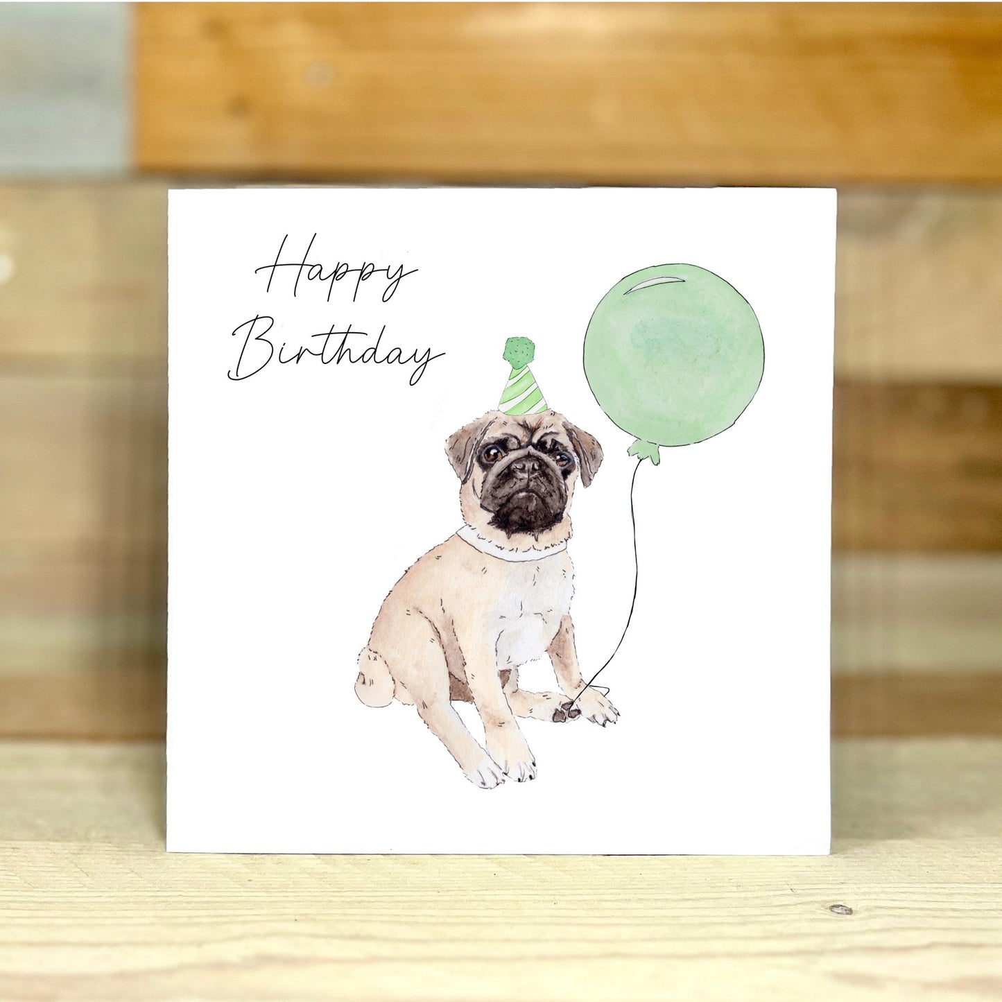 Kevin The Partying Pug Birthday Card