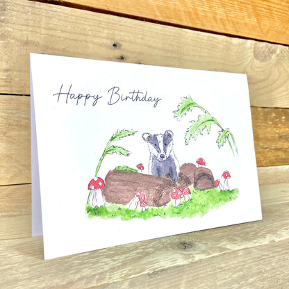 Bob the Badger in the Woods Birthday Card