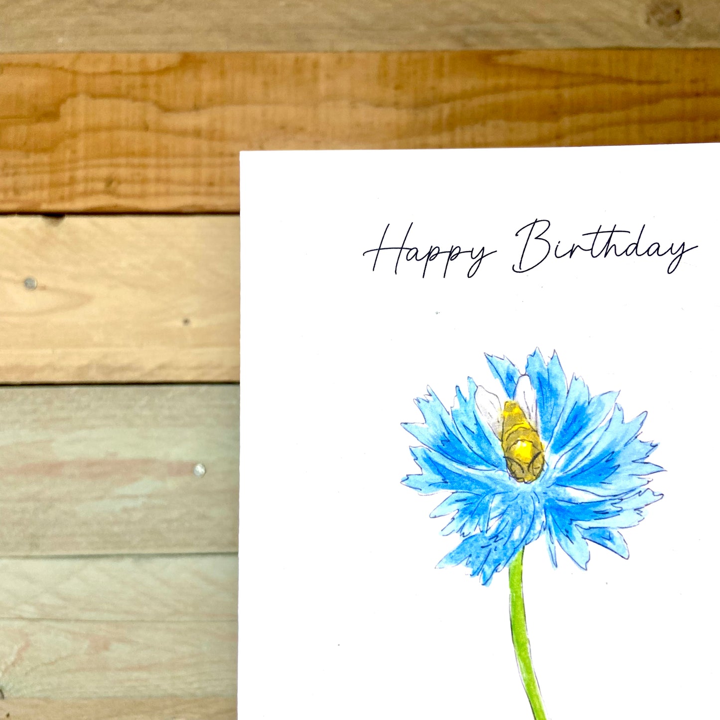Cornflower and The Bee Birthday Card