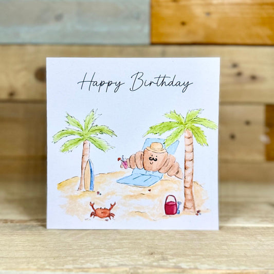 Pierre at the Beach Birthday Card