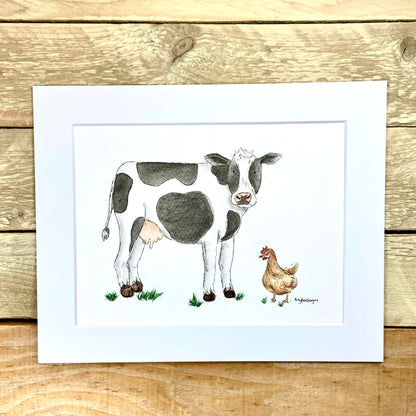 Monica the Moo Cow and Rosie the Red Hen Original Painting