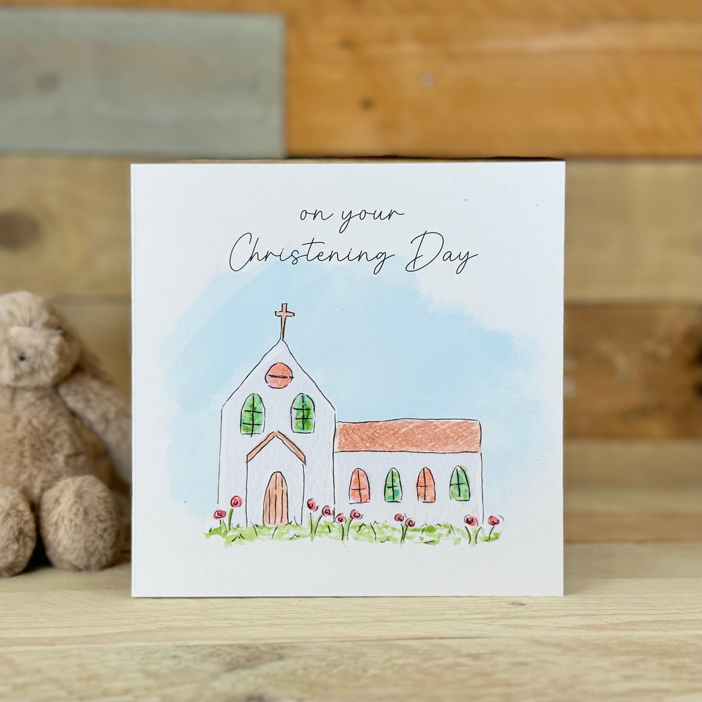 Stained Glass Church Christening Card