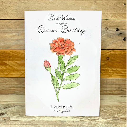 October / Marigold Birth Flower Card