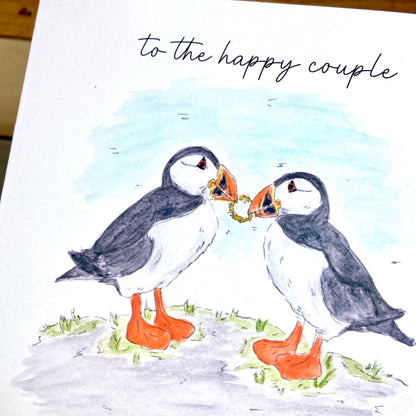 Pip and Lizzie the Puffin's Get Married Wedding Card