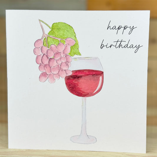 Glass of Wine Birthday Card