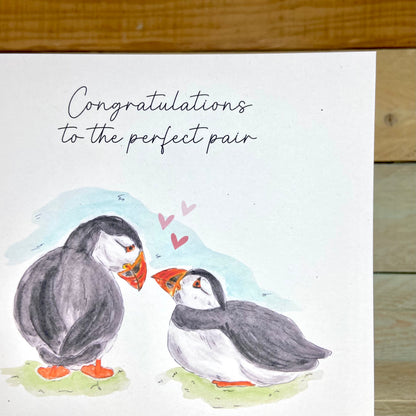 Puffin's Down On One Knee Engagement / Wedding Card