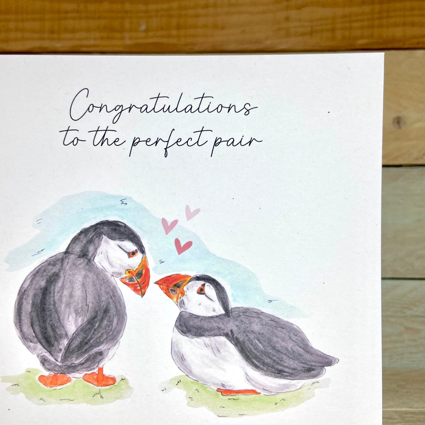 Puffin's Down On One Wing Engagement / Wedding Card