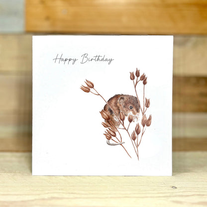 Hazel the Harvest Mouse Birthday Card