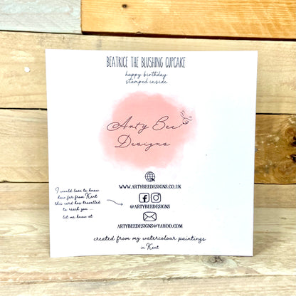 Beatrice the Blushing Cupcake Birthday Card