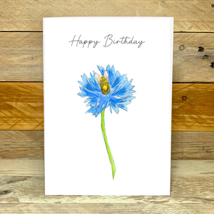 Cornflower and The Bee Birthday Card