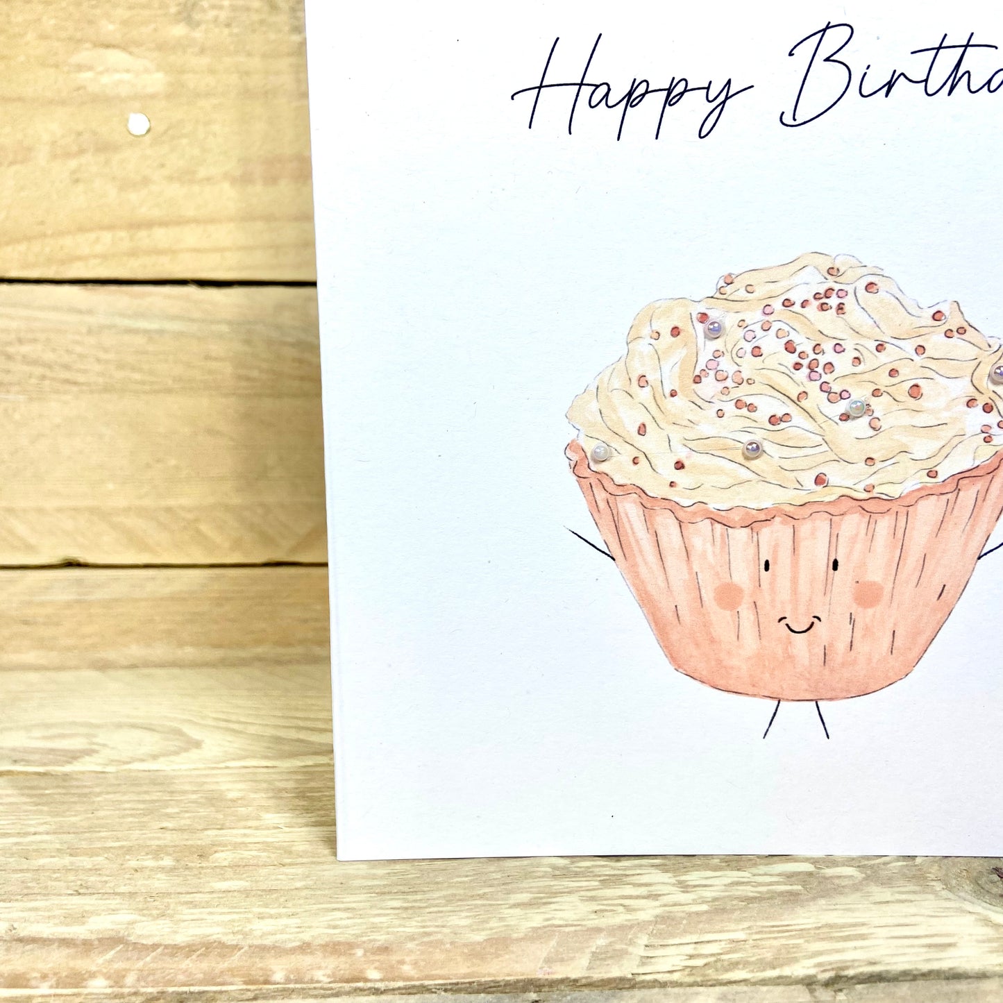 Beatrice the Blushing Cupcake Birthday Card