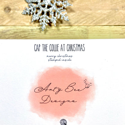 Cap the Collie at Christmas Charity Christmas Card