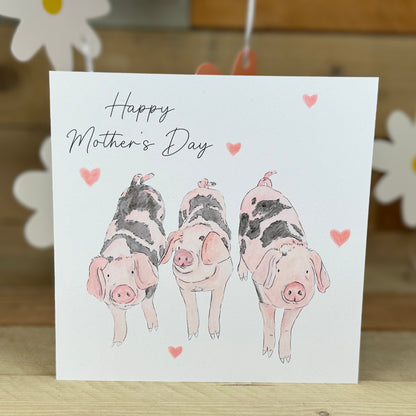 Grunt, Oink and Squeak the Pigs Mother's Day Card