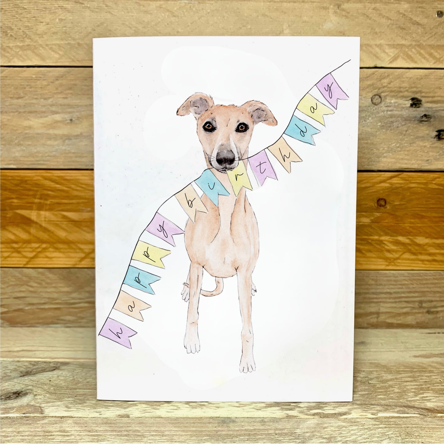 It Wasn't Me Mum Funny Whippet And Bunting Birthday Card