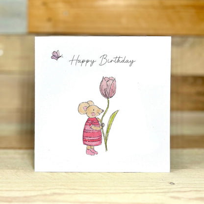 Miley Mouse's Tulip Birthday Card