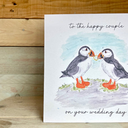 Pip and Lizzie the Puffin's Get Married Wedding Card