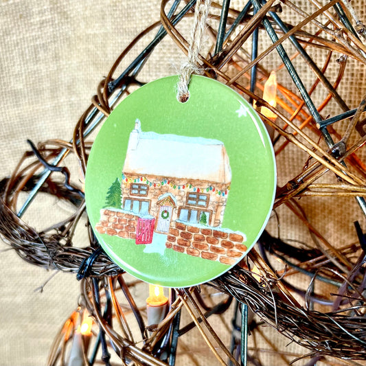 Snowy Cottage Ceramic Christmas Decoration