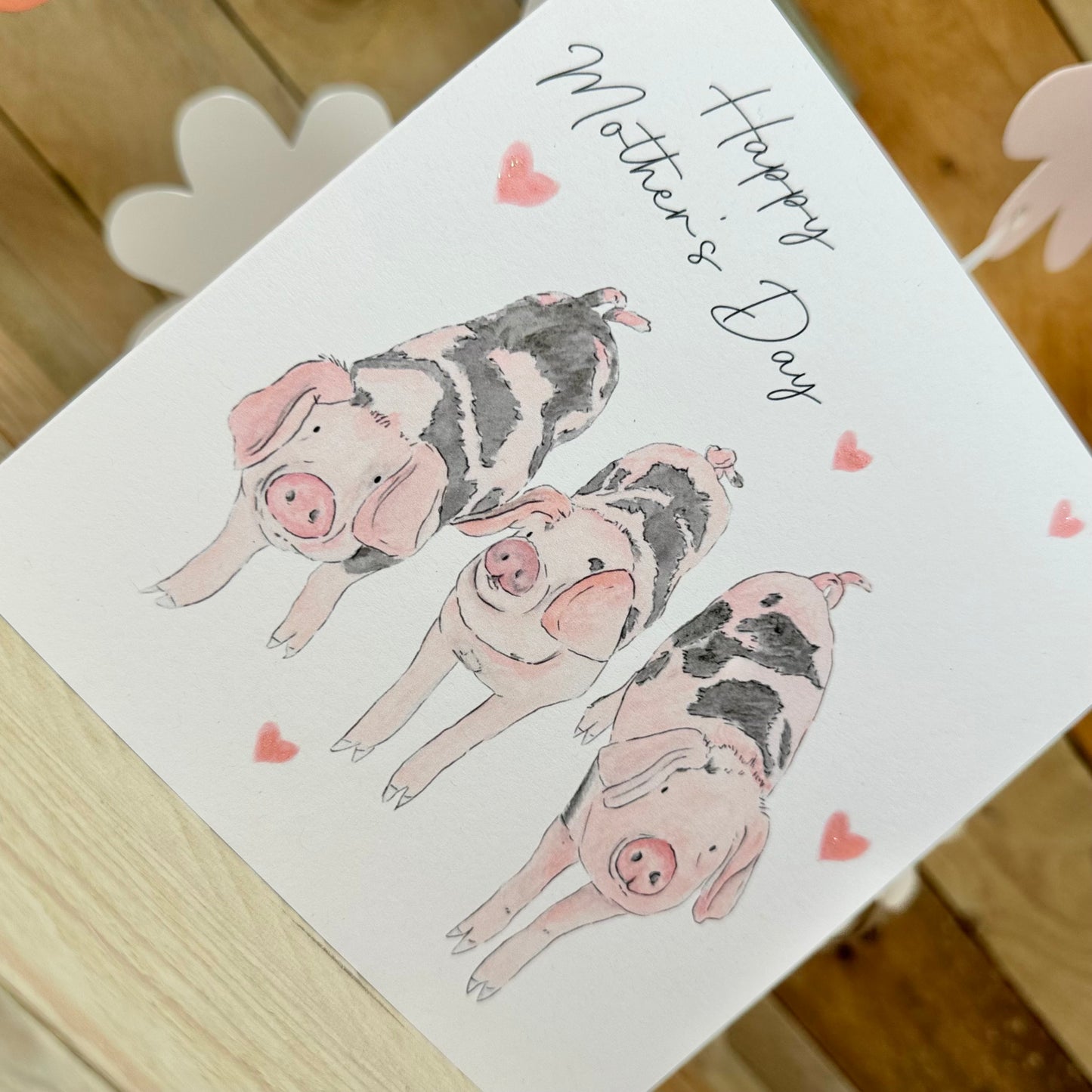 Grunt, Oink and Squeak the Pigs Mother's Day Card