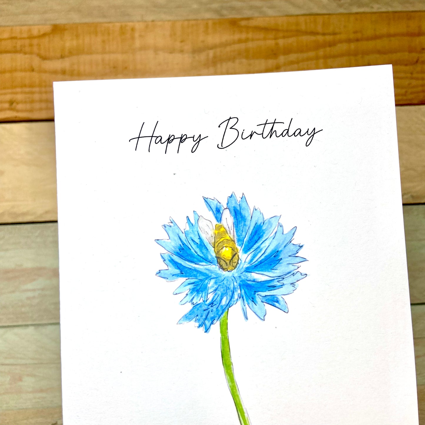 Cornflower and The Bee Birthday Card