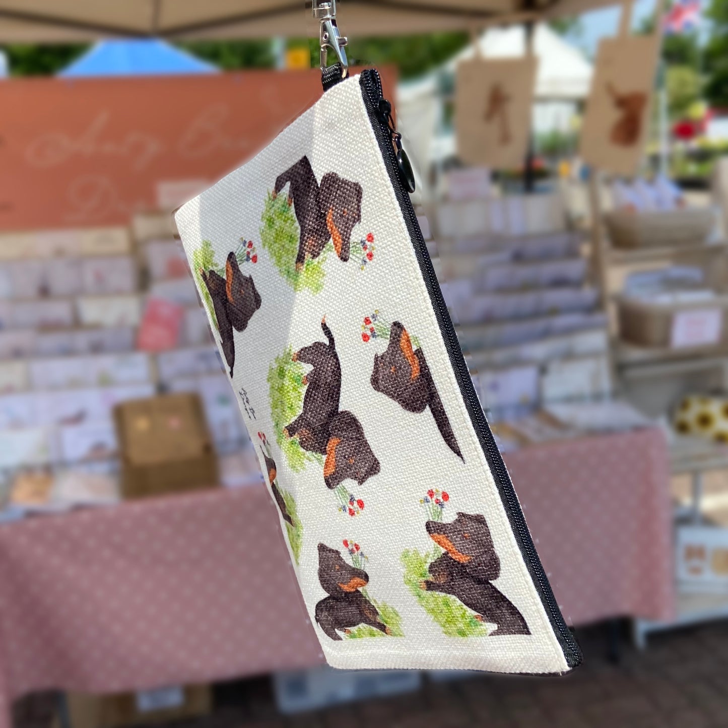 Sausage Dog Zip up Linen Bag
