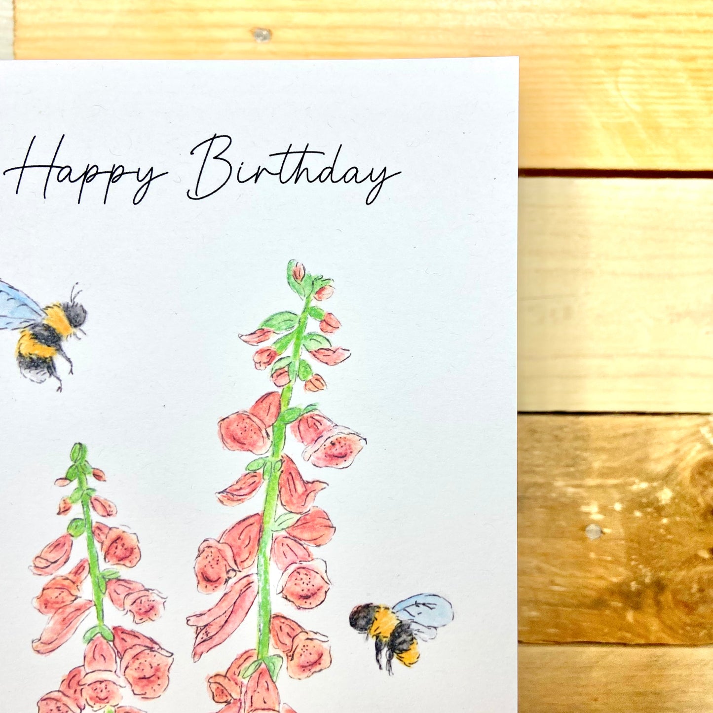 Foxgloves and Buzzes Birthday Card