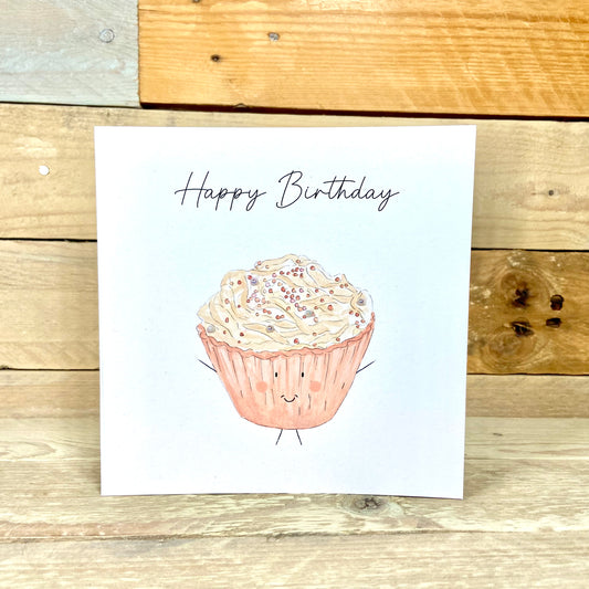 Beatrice the Blushing Cupcake Birthday Card