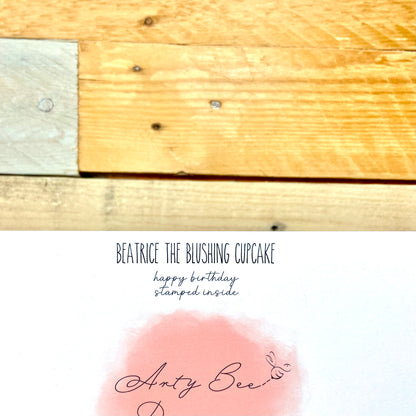 Beatrice the Blushing Cupcake Birthday Card