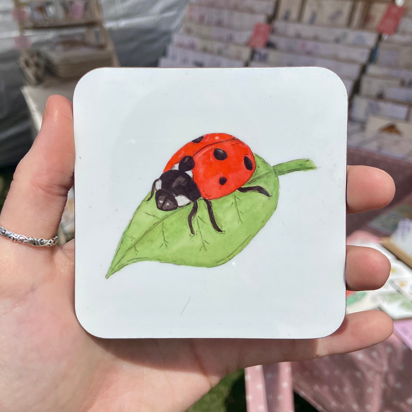 Ladybird and Leaf Coaster
