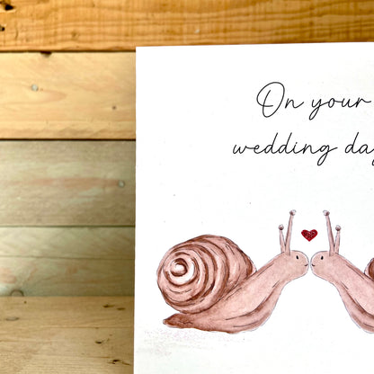 Shellie and Stevie The Snails Wedding Card