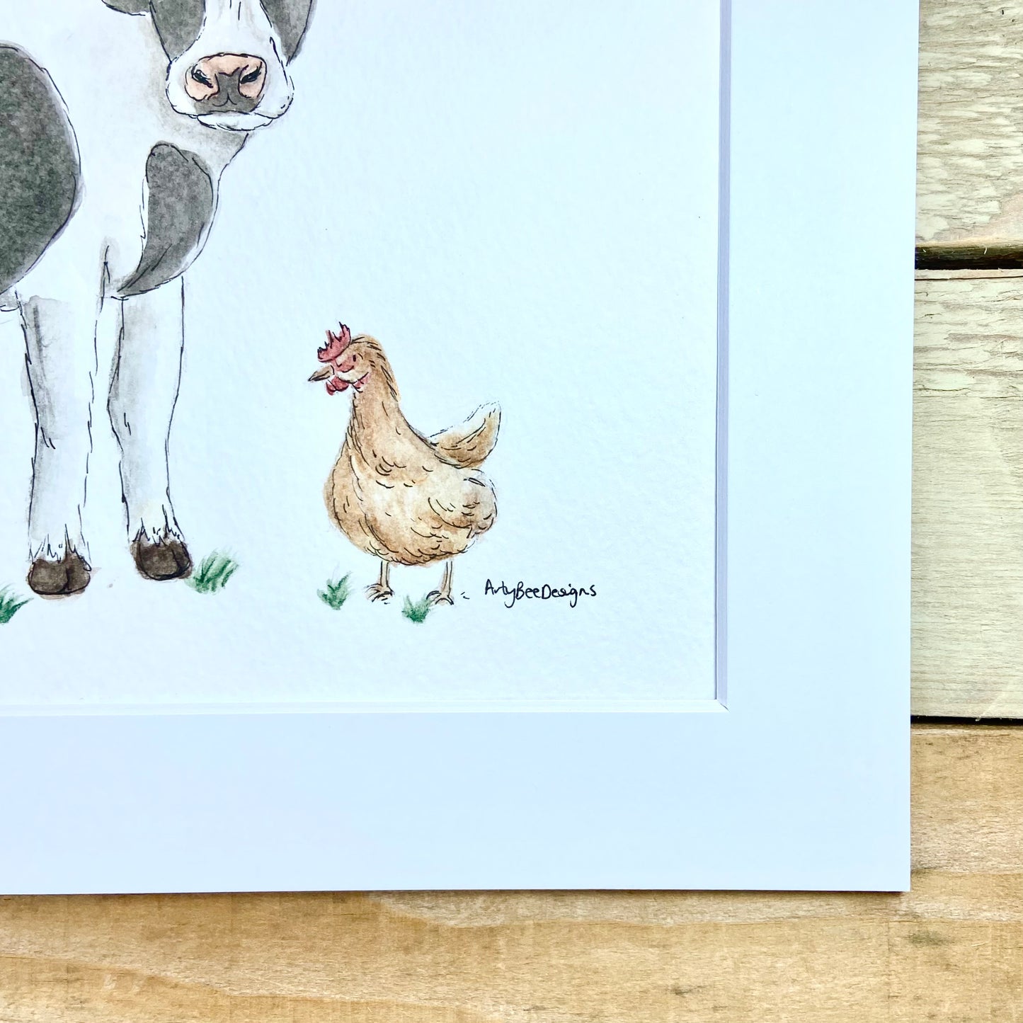 Monica the Moo Cow and Rosie the Red Hen Original Painting