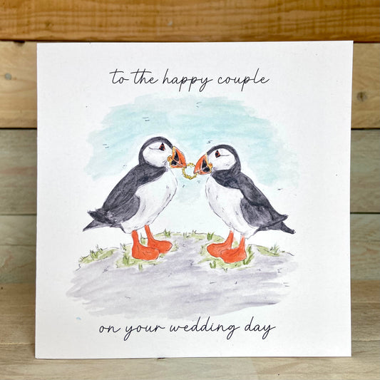 Pip and Lizzie the Puffin's Get Married Wedding Card