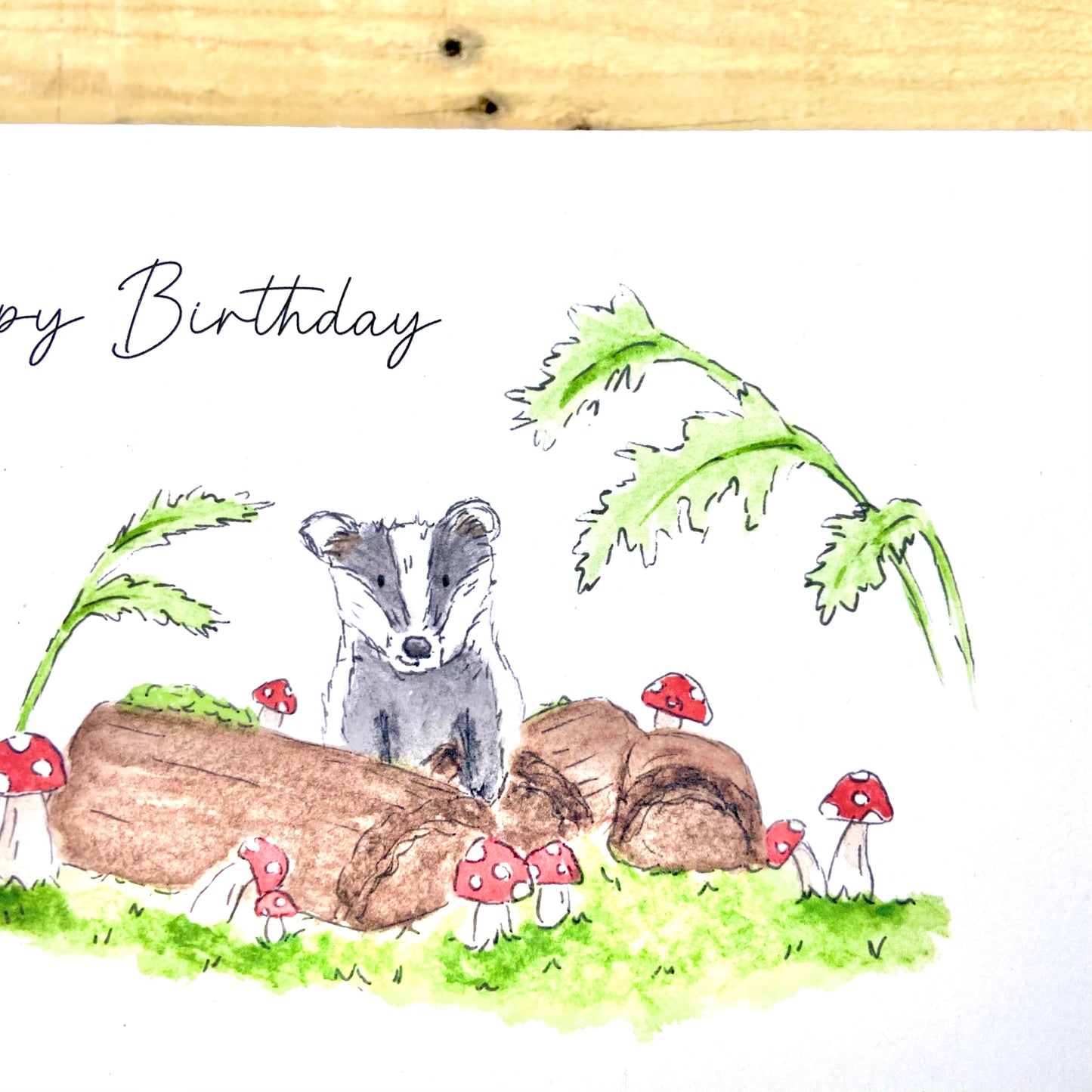 Bob the Badger in the Woods Birthday Card