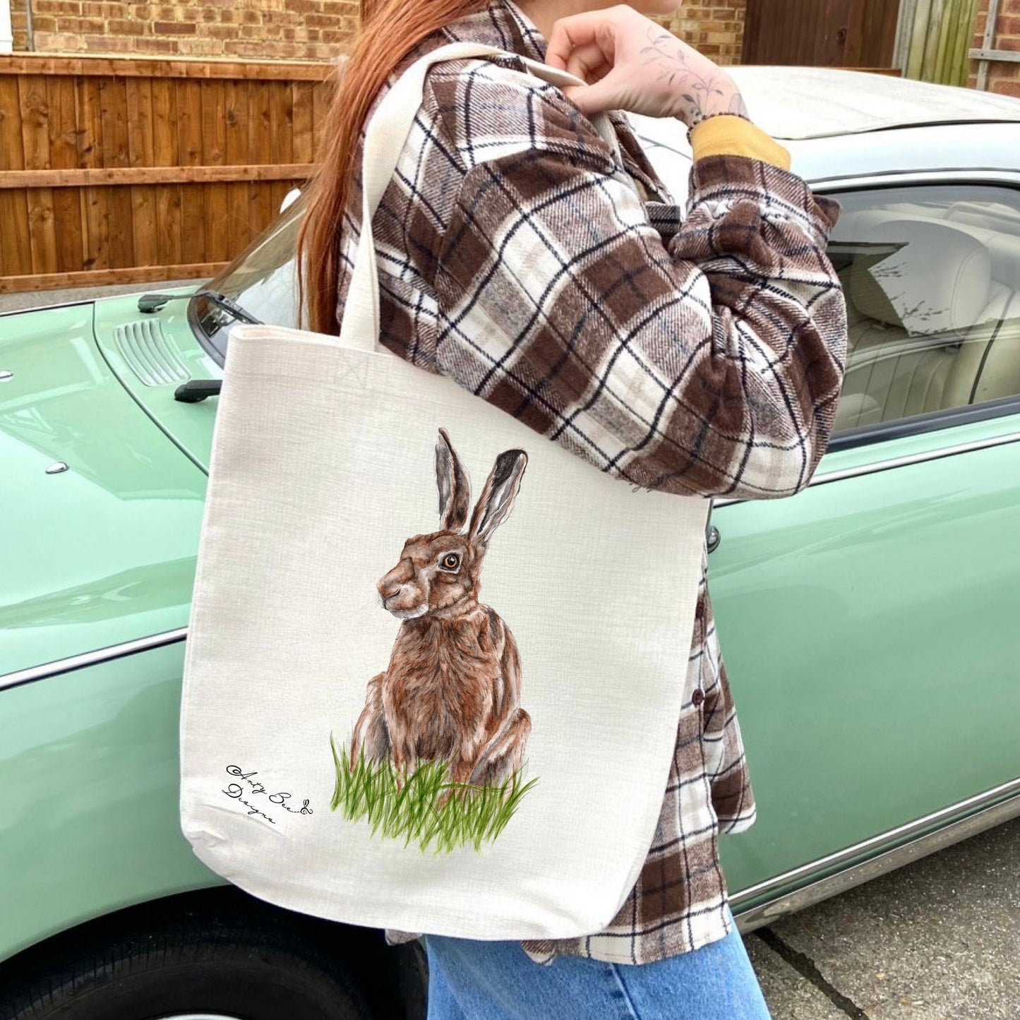 Hare Linen Tote Bag