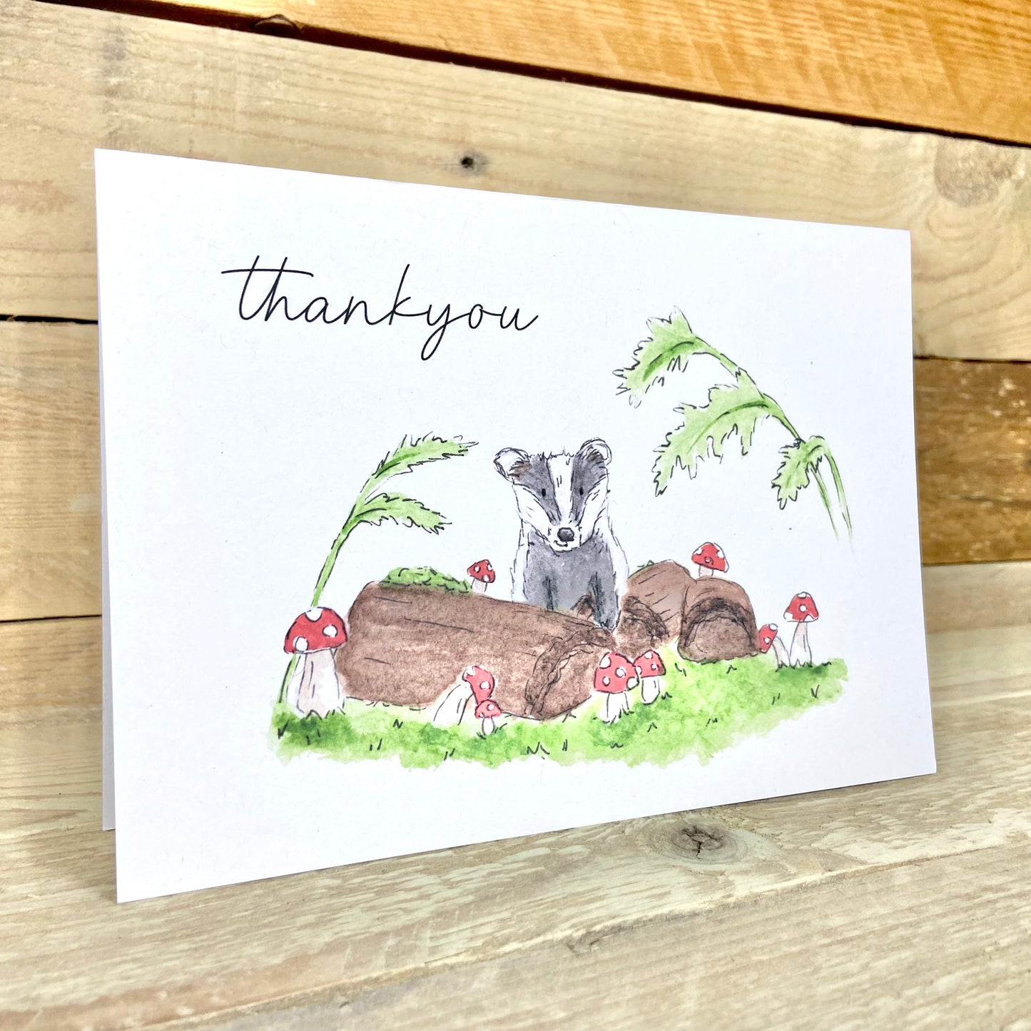 Bob the Badger in the Woods Thankyou Card