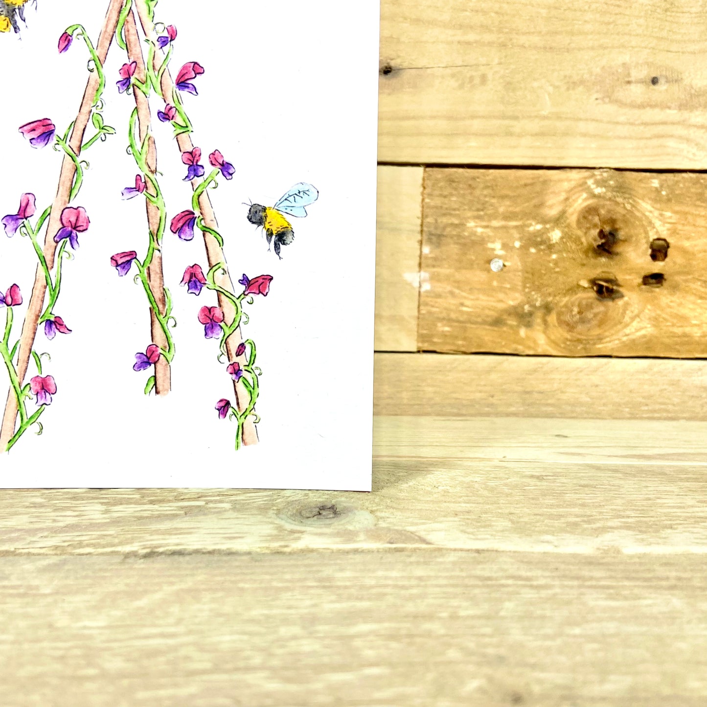 Sweetepeas and Bumble Bees Seeded Thankyou Card