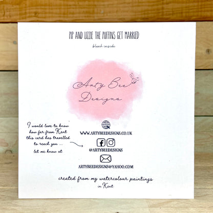 Pip and Lizzie the Puffin's Get Married Wedding Card