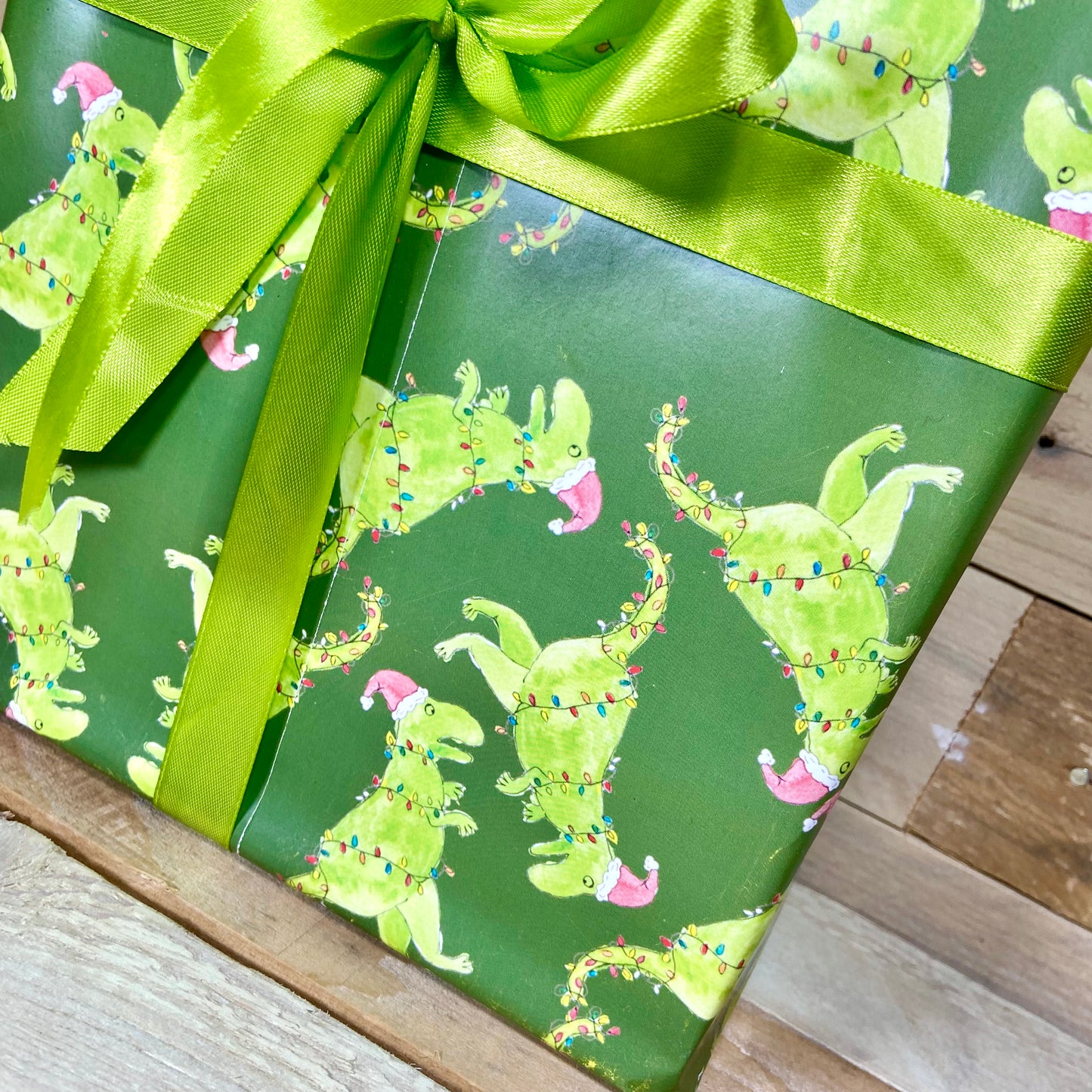 Dino in Lights Christmas Wrapping Paper