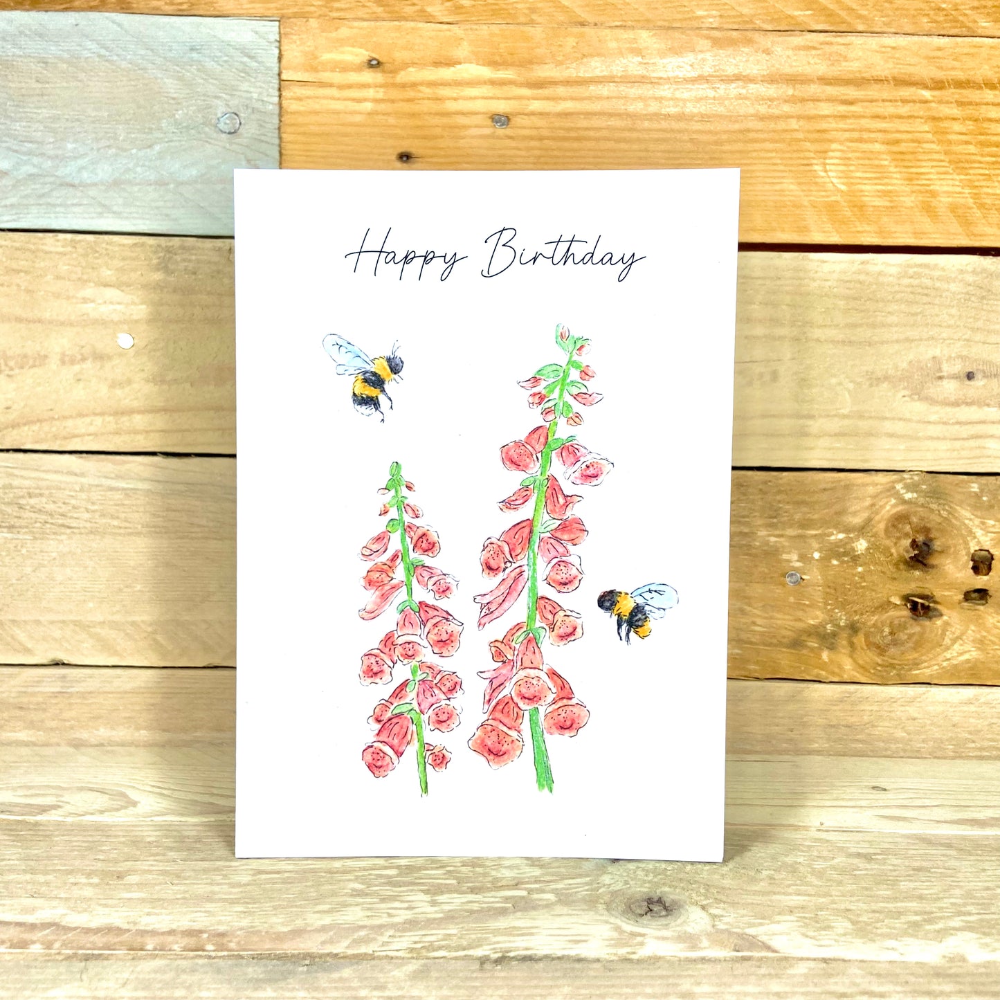 Foxgloves and Buzzes Birthday Card