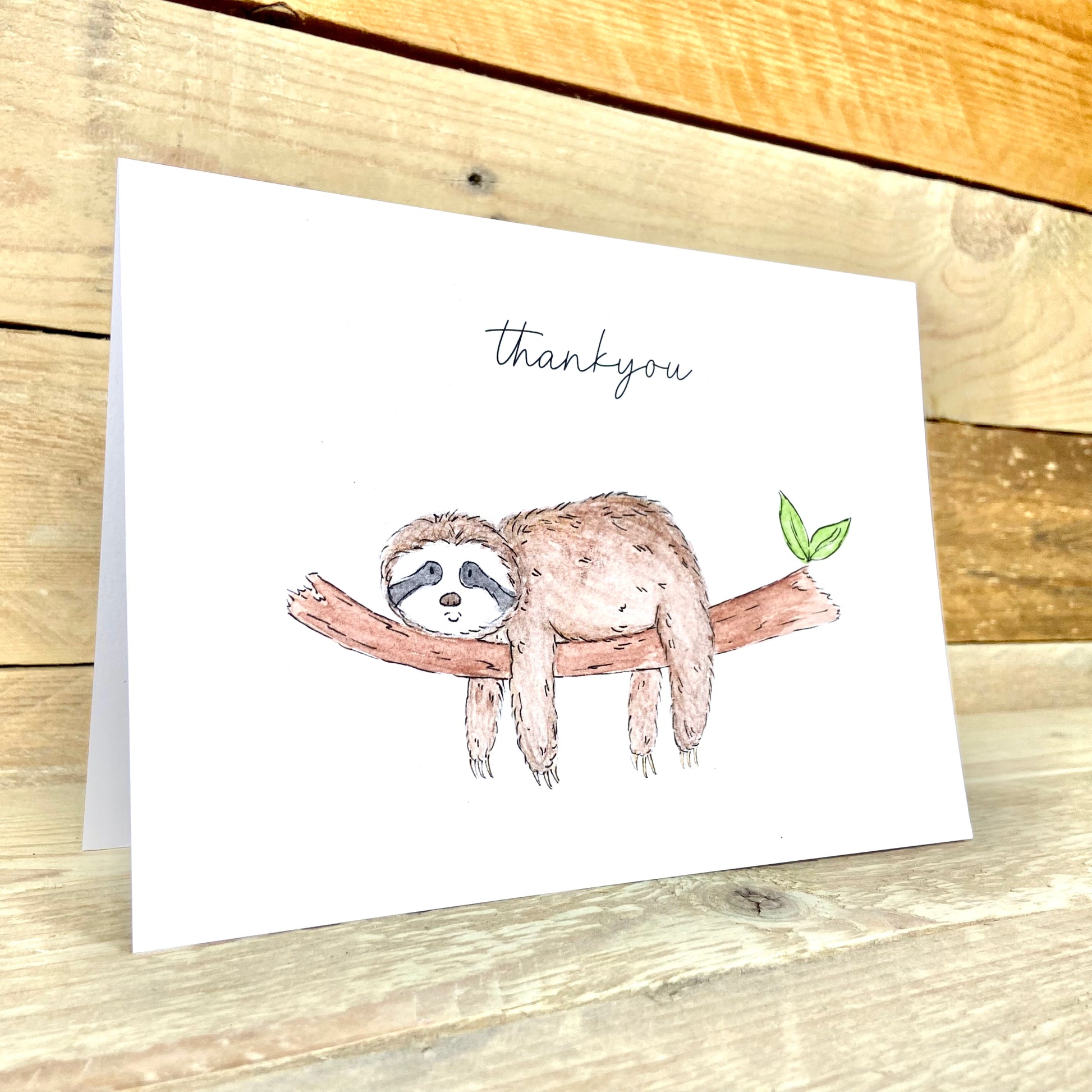 Hugh the Hanging Sloth Thankyou Card – Arty Bee Designs
