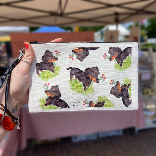 Sausage Dog Zip up Linen Bag