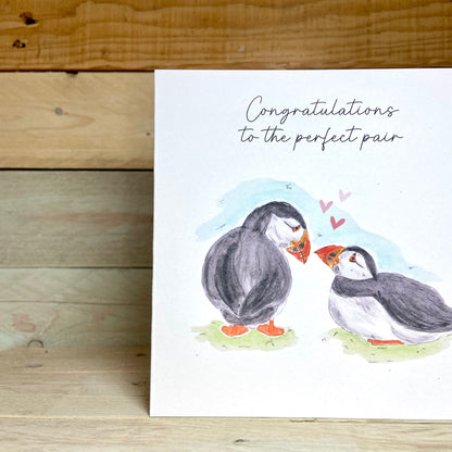 Puffin's Down On One Wing Engagement / Wedding Card