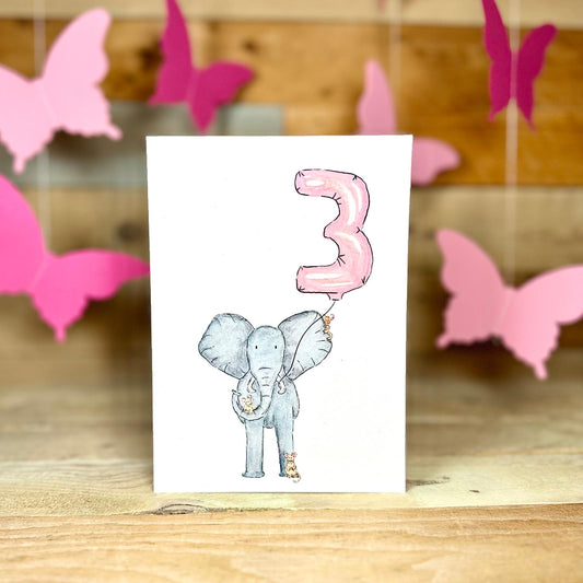 Nelly Turns Three Birthday Card