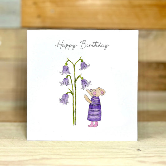 Bluebell Mouse Birthday Card