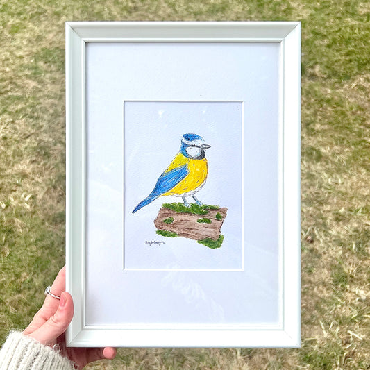 Belle the Bluetit Framed Original Painting
