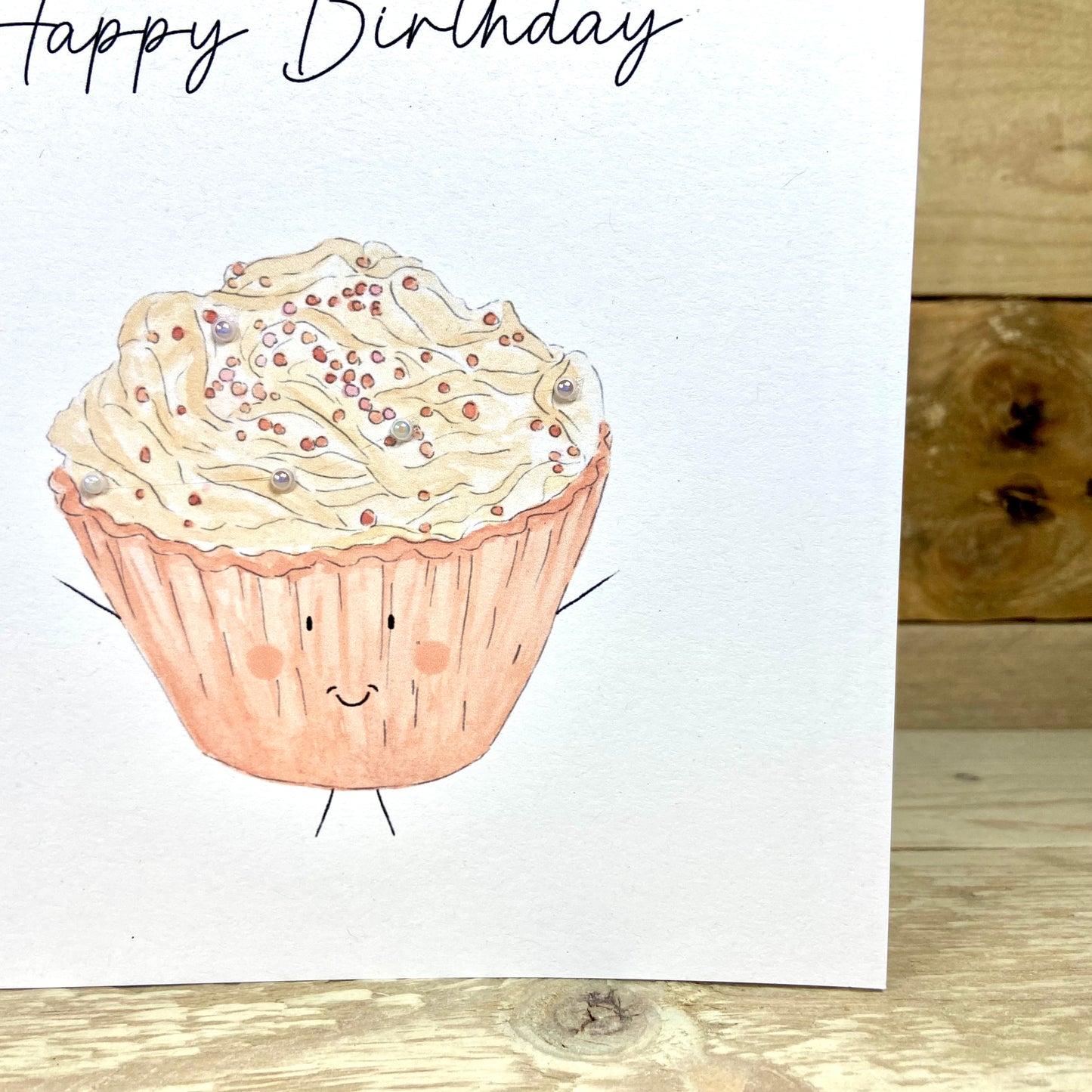 Beatrice the Blushing Cupcake Birthday Card