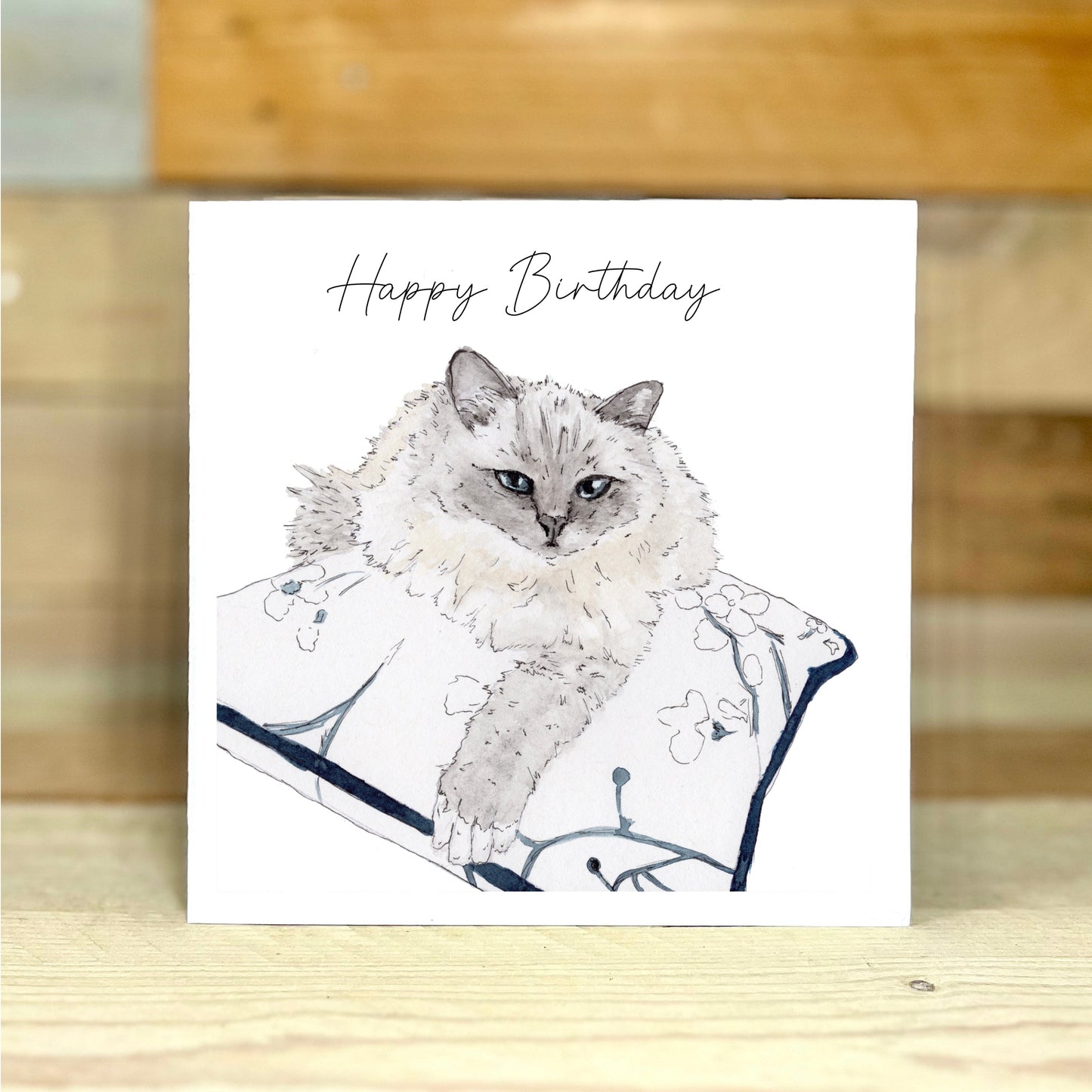 Bella the Blue Point Birman Cat Birthday Card